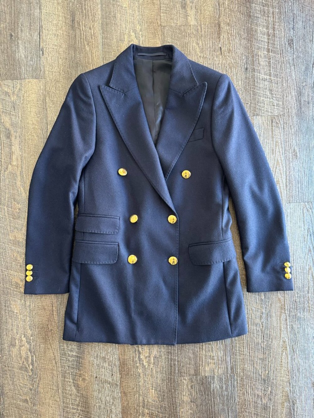 Officine Générale Double Breasted Manon Navy Wool Blazer - Size EU 34